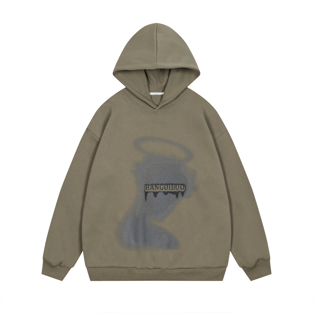 Dark High Street Shadow Printed Hoodie Loose Casual