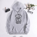 Printed Heel Wrap Collar Velvet Thickened Hooded Sweatshirt