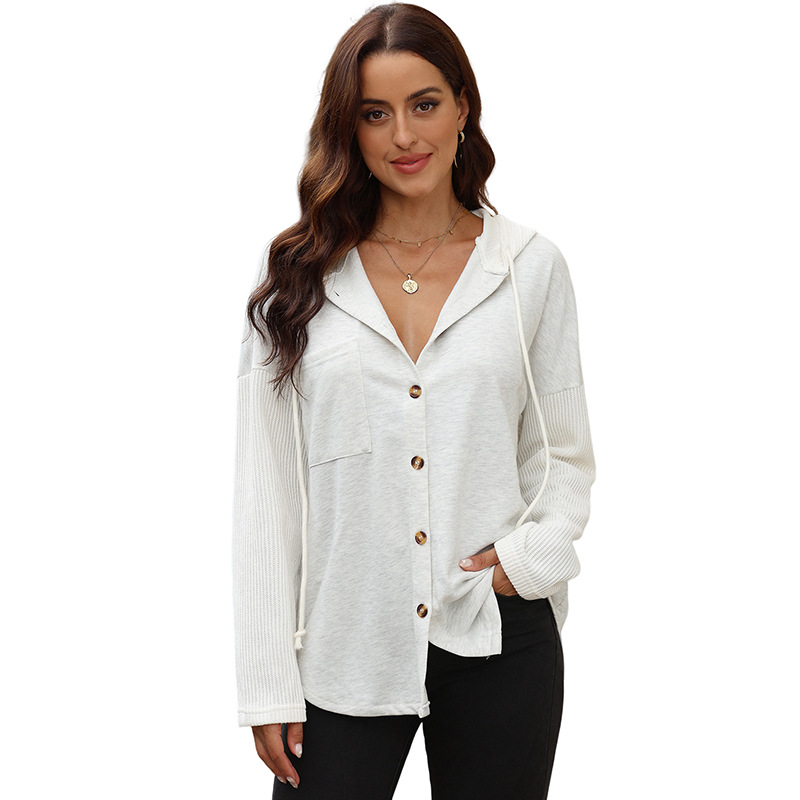 Women's Autumn Leisure All-matching Contrast Color Hooded Sweatshirt