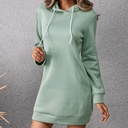 Loose Casual Solid Color Mid Length Hooded Sweater Women