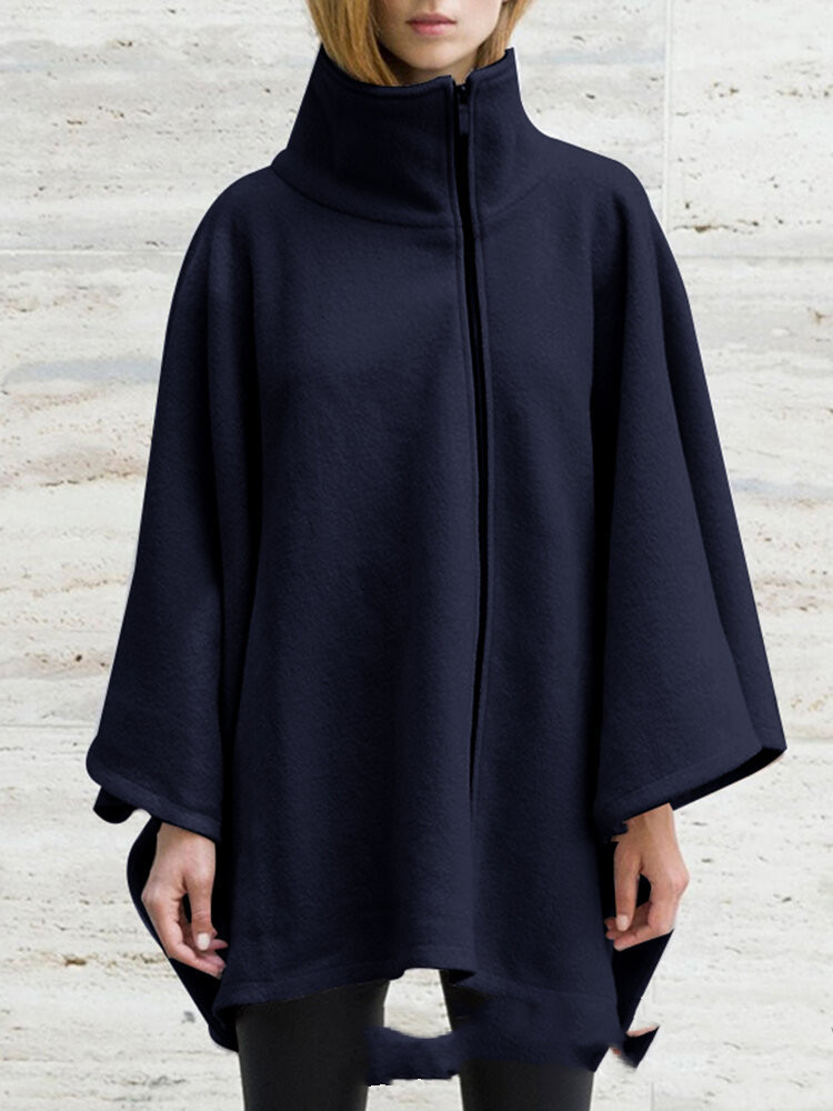 Women's Plus Size Mid-length Zipper Long-sleeved Jacket