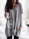 Round Neck Printed Long-sleeved Blouse Sweater T-shirt Women