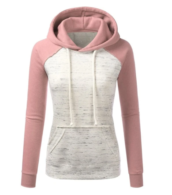 Casual Color Block Fleece Hooded Sweatshirt