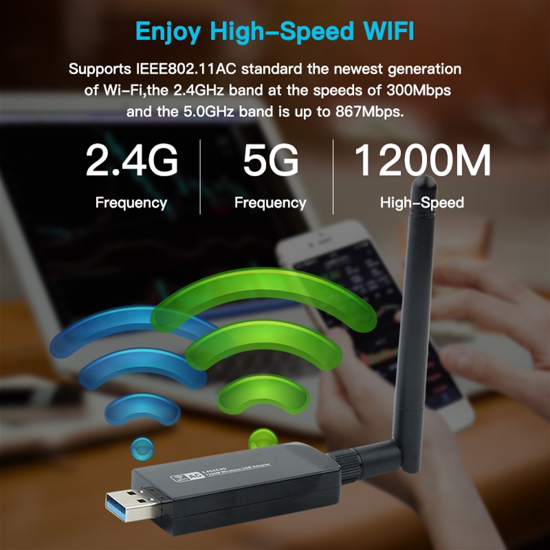 بطاقة شبكة بلوتوث لاسلكية W97L 1200M USB