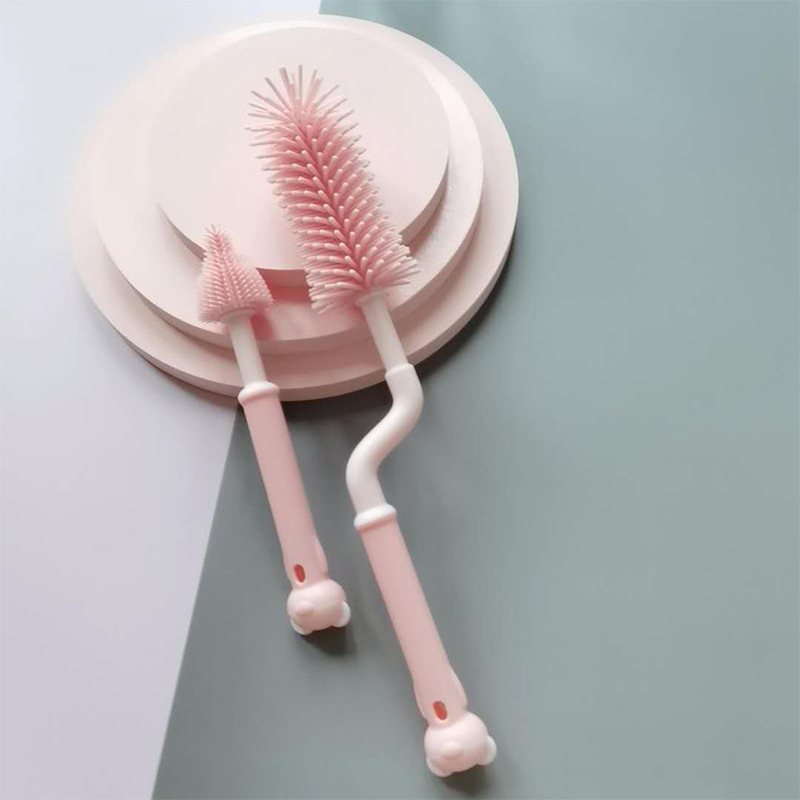 Multifunctional Baby Silicone Bottle Brush 360 Degree Rotation