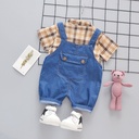 Children's two-piece stand-collar plaid shirt
