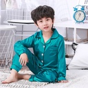 Children's Cardigan Long Sleeve Pajamas Girls Boys Ice Silk Solid Color