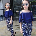 Western chiffon suit with seven-minute trousers for children