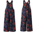 Women's Loose Printed Side Pocket Overalls