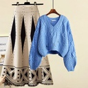 Women's Knitting Sweater Skirt Two-piece Set