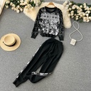 Knitted Casual Leggings Round Neck Loose Letter Printed Sweater