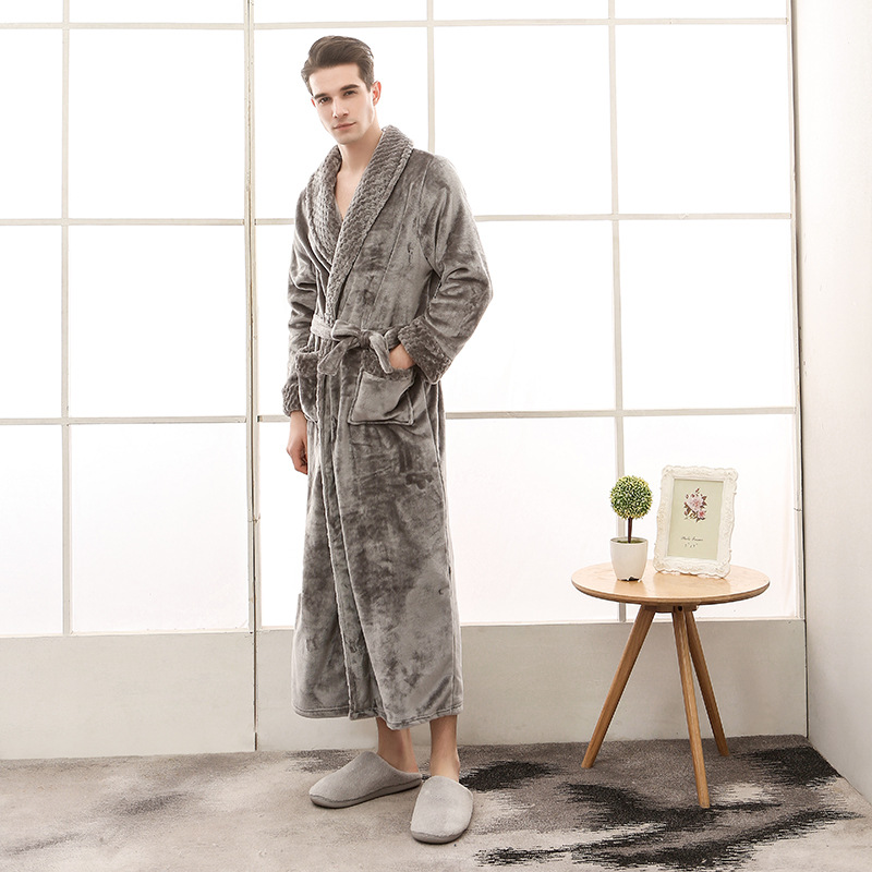 Simple Coral Fleece Thickened And Long Nightgown