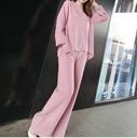 Fashionable Western Style Age-reducing And Thin, Knitted Two-piece Wide-leg Pants Suit Women