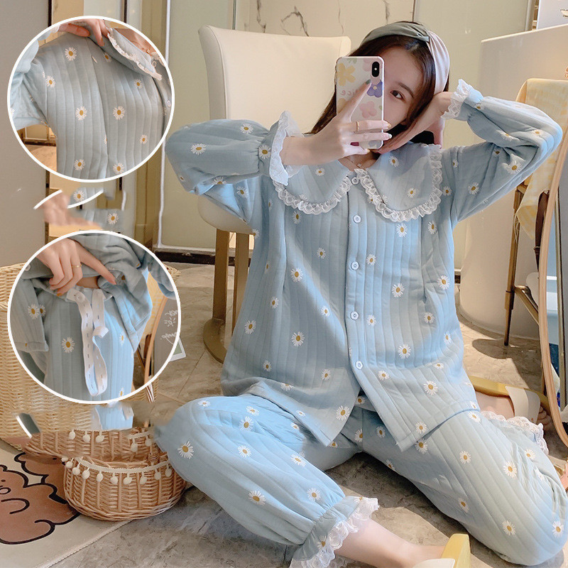 Women's Winter Pajama Set Made from Soft Air Cotton, Offering a Comfortable and Warm Design Perfect for Cold Days