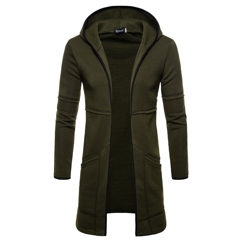 Men's High Street Mid-length Large Pocket Hooded Cardigan