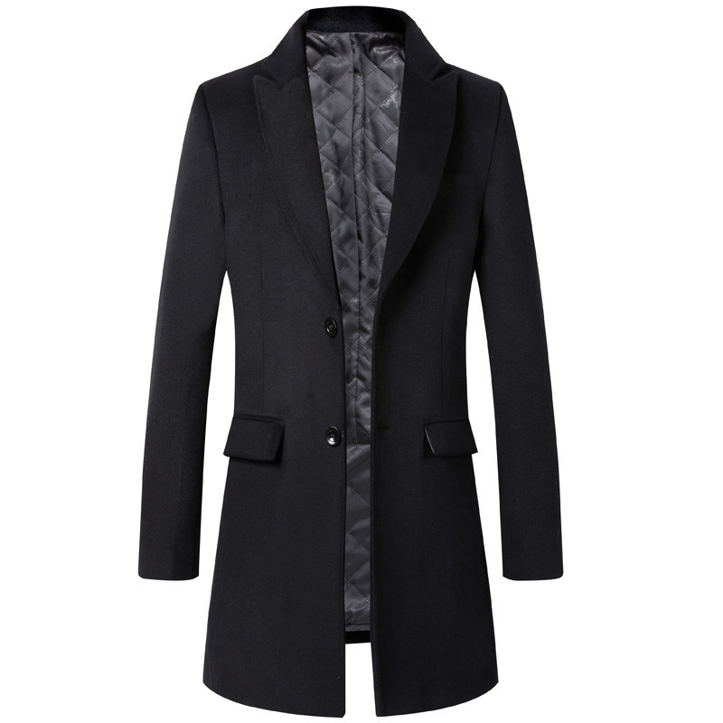  Autumn And Winter Single-Breasted Men's Young And Middle-Aged Woolen Coat Thicken Korean Style Slim Coat Men's Clothing