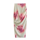 Printed High Waist Crimp Vacation Style Skirt