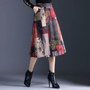 Mid Length High Waist Skirt Woolen Plaid