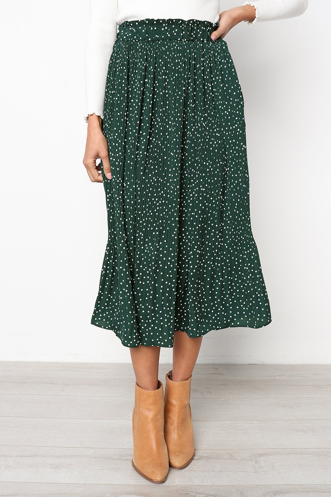 Pocket Pleated Women's Pleated Skirt Long Skirt