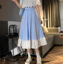 Plaid Super Long Skirt Japanese Cotton And Linen Skirt Sen High Waist Was Thin Literary Retro A-line Spring And Summer Female Umbrella Skirt