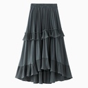 Half-Length Skirt Female Summer A-Line Pleated Skirt New Front Short And Back Long Ruffled Irregular Cake Skirt