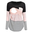 Striped Stitching Long-sleeved Breastfeeding Breastfeeding Blouse With Long Sleeves