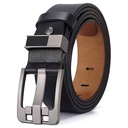 Men's genuine leather belt with a wide, oversized pin buckle