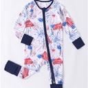 Super Soft Bamboo Fiber Cartoon Retro Car Long Sleeve Double-headed Zipper Baby Romper With Booties