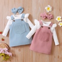 Autumn outfit for newborn girls with long sleeves and a solid color 