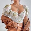 تيشيرت نسائي مكشوف الظهر بأكمام منتفخة