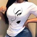 تيشيرت نسائي مطبوع بياقة مستديرة واسع