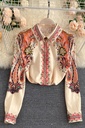 Women's Lapel Long-Sleeved Loose And Thin All-Match Vacation Travel Shirt 