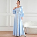 High-Waist Robe Dress Adorned with Rhinestones
