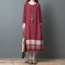Women's Loose Plus Size Casual Cotton And Linen Dress