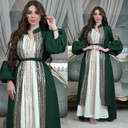 Two-piece kaftan dress with sequin embroidery, featuring an elegant design that reflects authentic Arabic heritage