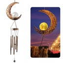 Solar-Powered Hollow Wrought Iron Moon Wind Chime Lamp for Religious Occasions