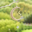 Handwoven Wooden Ramadan Hanging – Wall Decoration with Crystal Crescent 