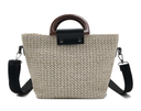 An elegant straw bag with a modern design that combines simplicity and luxury