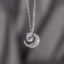 Dreamy Fall Star Moon Necklace with Crescent Moon Diamond Inlaid, featuring a modern and elegant design that adds a magical touch to your look
