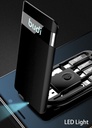 A multi-functional universal adapter with a card-shaped design, combining a phone holder, data cable adapter, wireless charger, portable storage, LED light, and USB Type-C cable