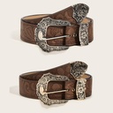 Brown Belt with Unique Texture and Classic Pin Buckle in a Modern Design