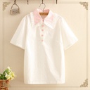Short sleeve doll collar embroidered shirt