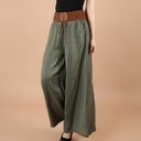 Elegant women's wide-leg pants with a loose fit, made from a soft and comfortable cotton and linen blend—perfect for a practical yet refined look