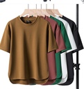 Men's summer shirt with elbow-length sleeves, made of cotton, featuring a loose fit and round neck — perfect for comfortable everyday wear