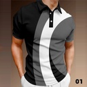 Men’s short-sleeve pullover with lapel design and 3D digital print – perfect for casual, everyday wear