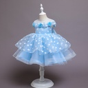 Girls' dress adorned with playful polka dots in a soft princess-style design — perfect for little girls on birthdays and special occasions, adding a cheerful and elegant feminine touch