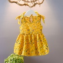 Sleeveless summer dress for girls with elegant floral prints, lightweight and comfortable—perfect for a fresh look on hot days 