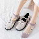 Women's Thin Crystal Sheer Lace Boat Socks – Lightweight and Elegant
