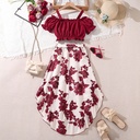 Girls' trendy two-piece set with a retro print and unique design for a stylish, standout look