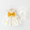 Girls' Sleeveless Strap Dress – Princess Style with Matching Hat Included